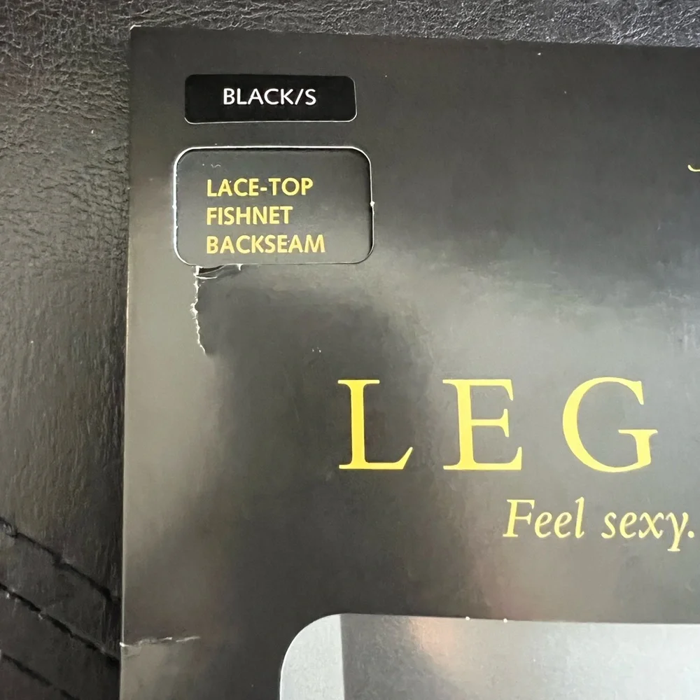 Frederick’s of Hollywood Black Lace Top Fishnet Stockings with Backseam. NWT.